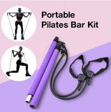 Indoor Exercise Portable Multi functional Yoga Stick Pilates Bar Kit with Resistance Band(Bulk 3 Sets)