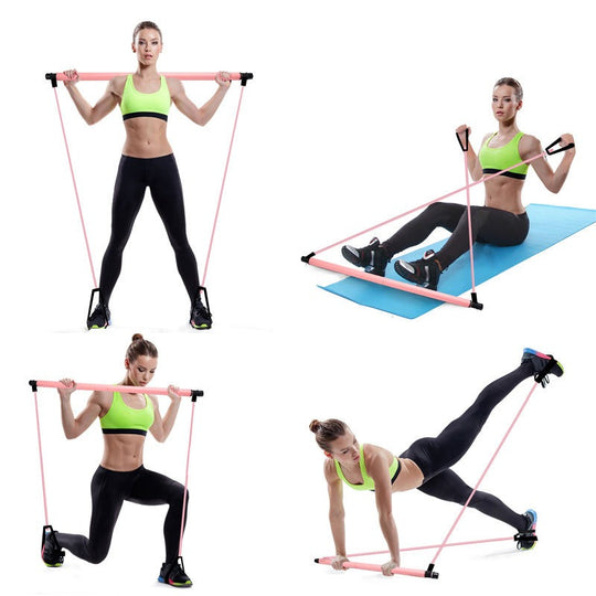 Indoor Exercise Portable Multi functional Yoga Stick Pilates Bar Kit with Resistance Band