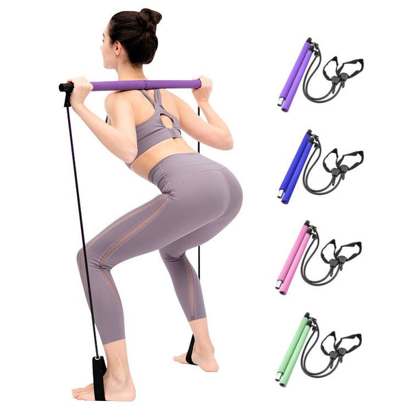Indoor Exercise Portable Multi functional Yoga Stick Pilates Bar Kit with Resistance Band(10 Pack)