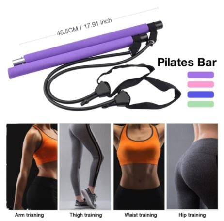 Indoor Exercise Portable Multi functional Yoga Stick Pilates Bar Kit with Resistance Band