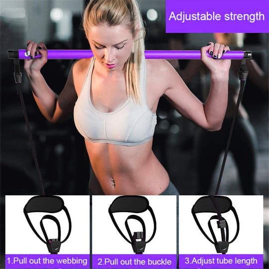 Indoor Exercise Portable Multi functional Yoga Stick Pilates Bar Kit with Resistance Band