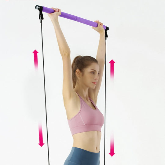 Indoor Exercise Portable Multi functional Yoga Stick Pilates Bar Kit with Resistance Band