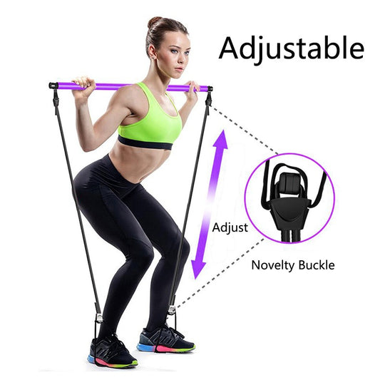 Indoor Exercise Portable Multi functional Yoga Stick Pilates Bar Kit with Resistance Band