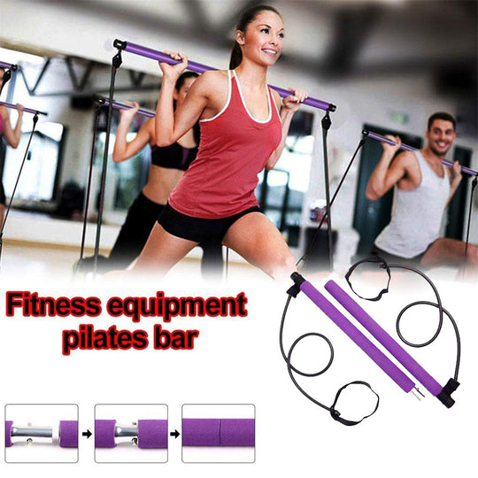 Indoor Exercise Portable Multi functional Yoga Stick Pilates Bar Kit with Resistance Band