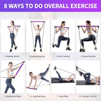 Indoor Exercise Portable Multi functional Yoga Stick Pilates Bar Kit with Resistance Band(Bulk 3 Sets)
