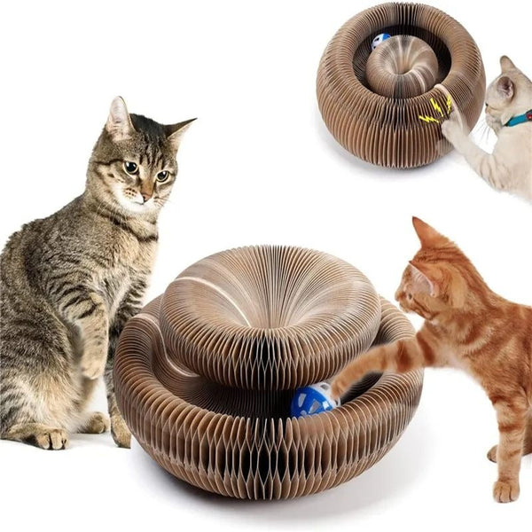 Perfect gift Magic Organ Cat Claw Board Foldable Cat Scratch Board Interactive Scratcher Cat Toy With Bell(Bulk 3 Sets)
