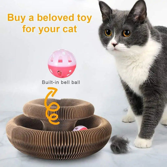 Perfect gift Magic Organ Cat Claw Board Foldable Cat Scratch Board Interactive Scratcher Cat Toy With Bell(Bulk 3 Sets)