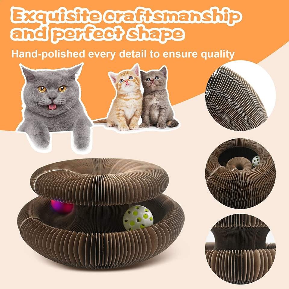 Perfect gift Magic Organ Cat Claw Board Foldable Cat Scratch Board Interactive Scratcher Cat Toy With Bell(Bulk 3 Sets)