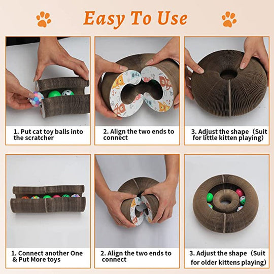 Perfect gift Magic Organ Cat Claw Board Foldable Cat Scratch Board Interactive Scratcher Cat Toy With Bell(Bulk 3 Sets)