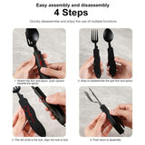 Multitool Outdoor Camping Utensils Portable 4 in 1 Stainless Steel Foldable Spoon Fork Knife Bottle Opener Cutlery Set