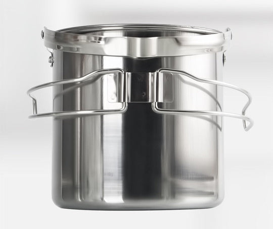 Perfect Camping 5 pcs set Stainless Steel Pot with Collapsible Handle and Lid(Bulk 3 Sets)