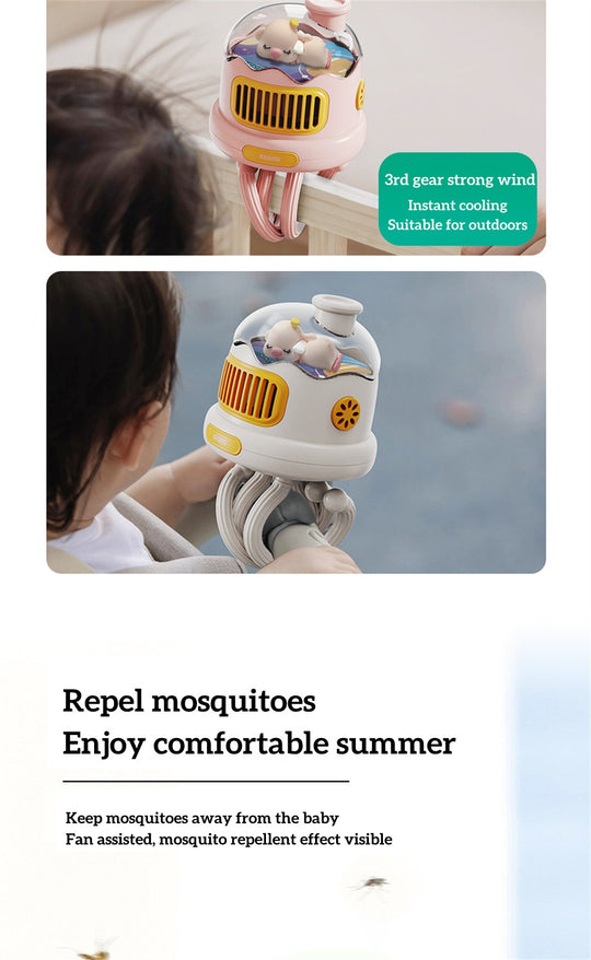 Stroller Fan Student Dormitory Silent Usb Clip Octopus Children Handheld Stroller Fan Leafless