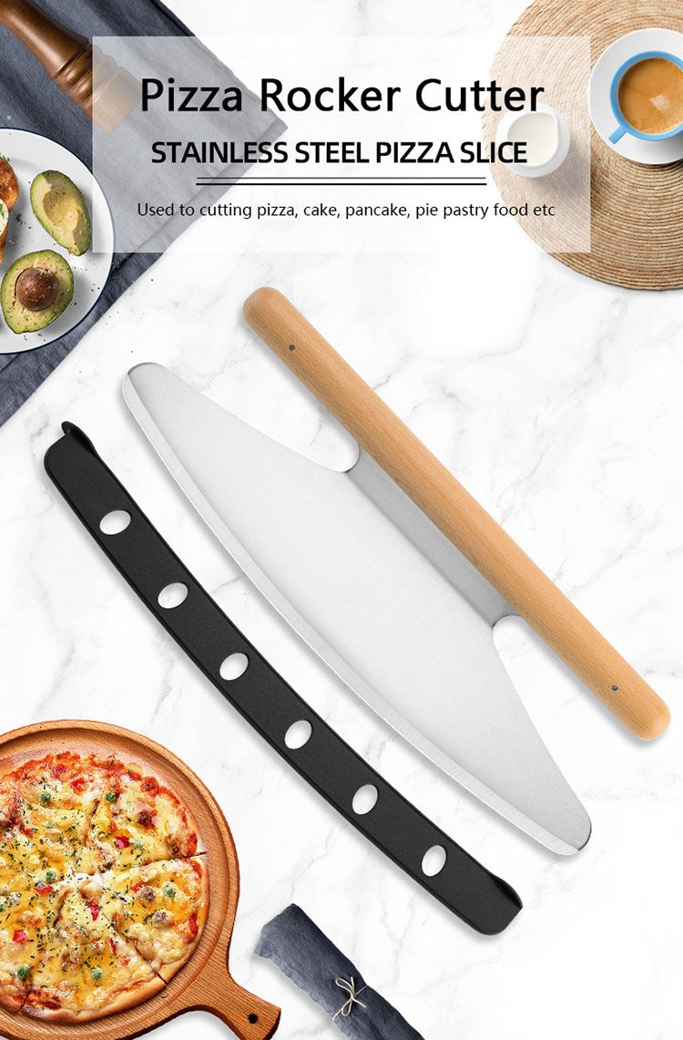 Professional Grade Design Pizza Tools Stainless Steel Rocker with Blade Protective Cover(10 Pack)