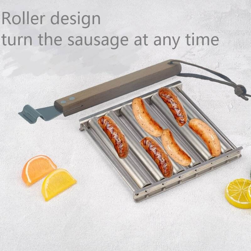 HOT dog grill Detachable long wooden handle Food grade stainless steel