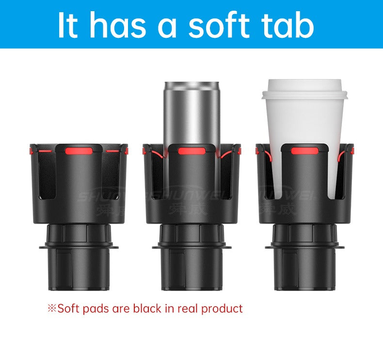 Car Cup Holder Expander with Tray 360°Rotating Table Adjustable Base