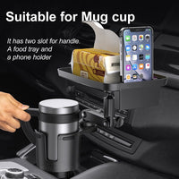 Car Cup Holder Expander with Tray 360°Rotating Table Adjustable Base