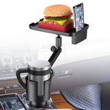 Car Cup Holder Expander with Tray 360°Rotating Table Adjustable Base