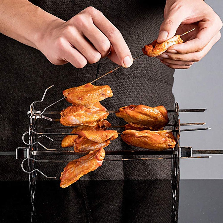 BBQ Steel Metal Roaster Rotisserie Skewers Needle Cage Oven Rotisserie Motor Kebab Maker Grill