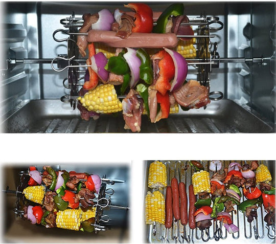 BBQ Steel Metal Roaster Rotisserie Skewers Needle Cage Oven Rotisserie Motor Kebab Maker Grill