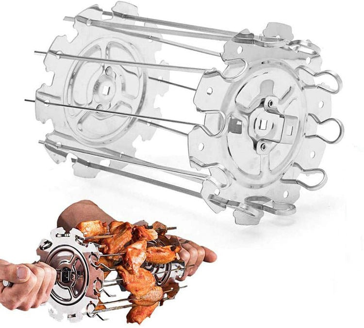 BBQ Steel Metal Roaster Rotisserie Skewers Needle Cage Oven Rotisserie Motor Kebab Maker Grill