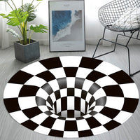 Round 3D Visual Trap Pattern Carpet Computer Chair Cushion Round Door Mat Chair Mat Floor Protector