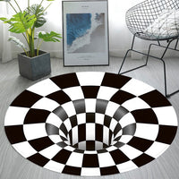 Round 3D Visual Trap Pattern Carpet Computer Chair Cushion Round Door Mat Chair Mat Floor Protector(Bulk 3 Sets)