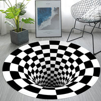 Round 3D Visual Trap Pattern Carpet Computer Chair Cushion Round Door Mat Chair Mat Floor Protector(10 Pack)