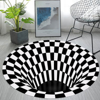 Round 3D Visual Trap Pattern Carpet Computer Chair Cushion Round Door Mat Chair Mat Floor Protector(10 Pack)
