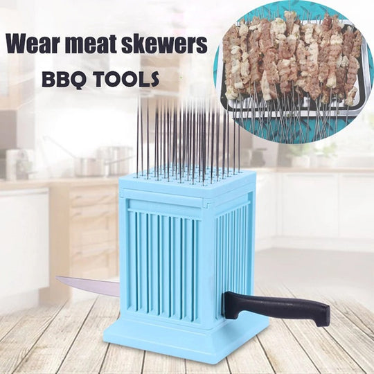 Removable BBQ Meat Skewer Maker Wear Meat String Lamb Skewers Machine 49 Holes Skewer Tools Beef Machine Barbecue Accessories