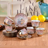 Perfect gift  ceramic mugs European style coffee cup gift set coffee mug and saucer(Bulk 3 Sets)
