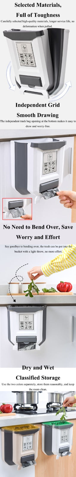 High Quality Floating Wall-mounted Multi-functional Can Kitchen Folding Hanging bin