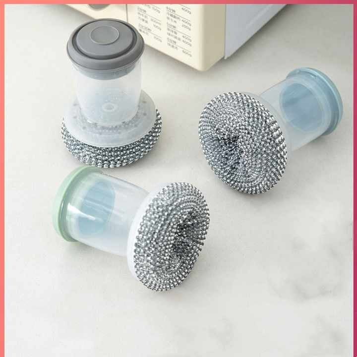 Hydraulic Washing Brush Pot Pan Dish with Washing Up Liquid Soap Dispenser(Bulk 3 Sets)