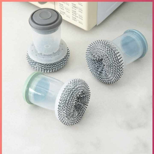 Hydraulic Washing Brush Pot Pan Dish with Washing Up Liquid Soap Dispenser(Bulk 3 Sets)