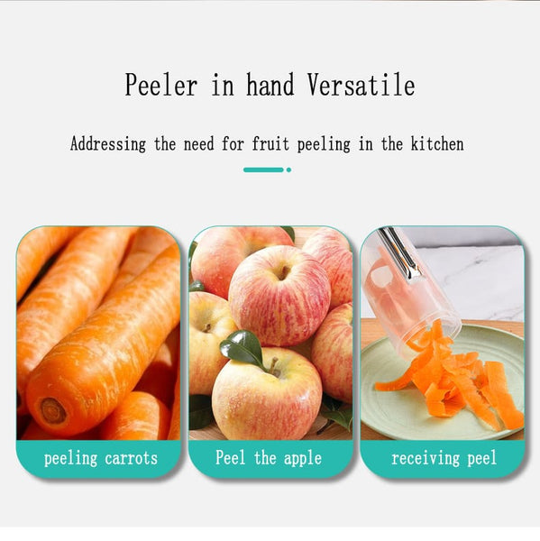Fruits and Vegetables Peeler with Storage Box- Stainless Steel  Multifunctional Potato Peeler with Container Suitable for Carrots Potatoes  Melons