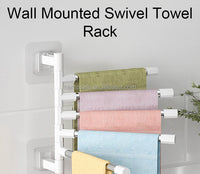 Towel Bathroom Free Punching Wall Hanging Rotating Towel, Storage Rack Stainless Steel Organizer Shelf Hanging Towel Holders(Bulk 3 Sets)