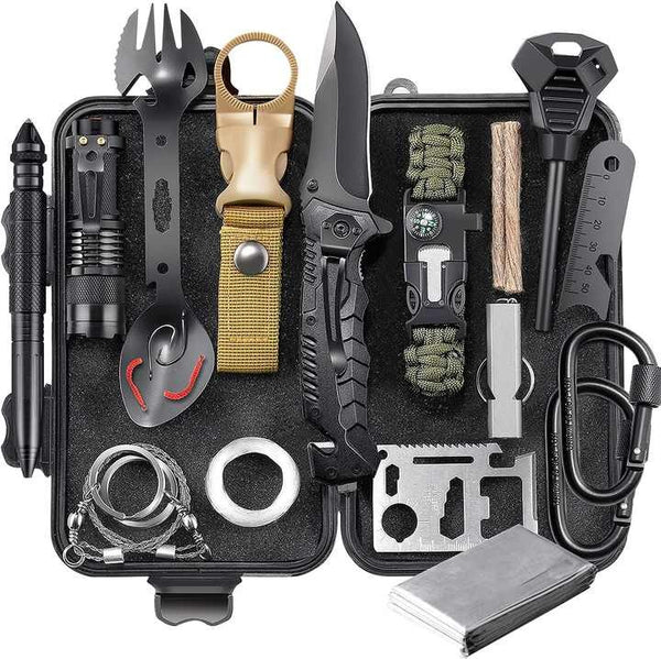 Survival Kit 34 in 1,Stocking Stuffers Camping Accessories Survival Gear  Outdoor Multi-Tool Gifts for Men Women