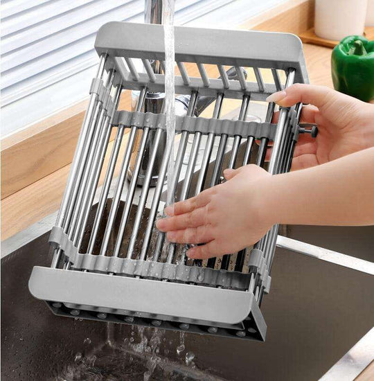 Retractable  Kitchen Sink Stainless Steel Drainer Rack Vegetable Fruit Basket Drain Storage Rack Dishwasher Shelf