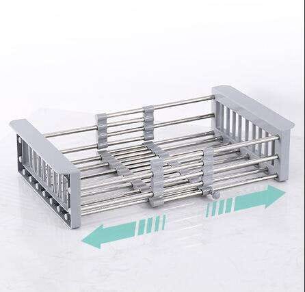 Retractable  Kitchen Sink Stainless Steel Drainer Rack Vegetable Fruit Basket Drain Storage Rack Dishwasher Shelf