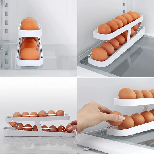 Premium Quality Egg Dispenser, 12-14 Holes Plastic Egg Tray Holder for Sale Egg Roll Space Saving and Organizer for Refrigerator Storage