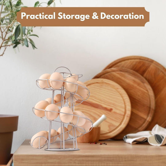 Egg Holder Countertop Freestanding Wired & Spiral Medium Egg Display Egg Holder for Fresh Eggs, Dispenser Stand, Storage Rack for Kitchen.