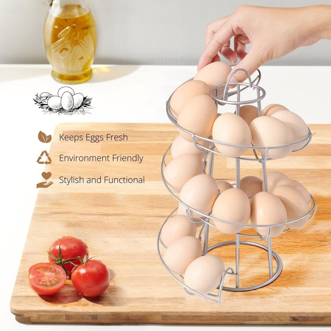 Egg Holder Countertop Freestanding Wired & Spiral Medium Egg Display Egg Holder for Fresh Eggs, Dispenser Stand, Storage Rack for Kitchen.