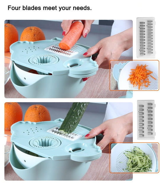 Multifunctional Chopper & 9 in 1 Slicer Vegetable Slicer Drain basket Vegetable Cutter and anual Vegetable Chopper.(10 Pack)