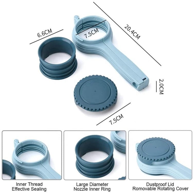 Bag Clips Plastic Removable Rotating Lid Large Discharge Nozzle Seal And Pour Food Storage Snack Bag Clips