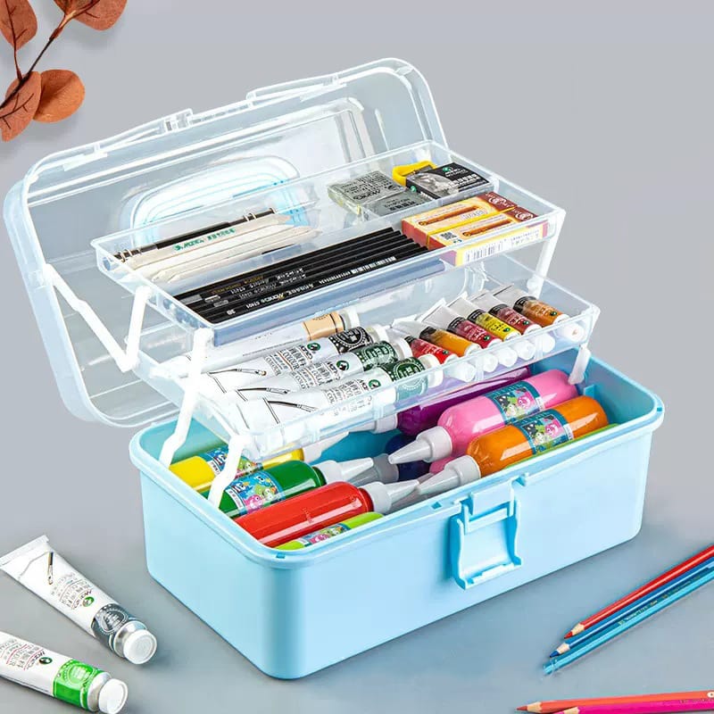 Sewing Box 13-Inch Art Supply Bin 3-Layers Craft Storage Organizer, Children Hair Accessories Storage Gift Box Dressing Girl'sfor Arts