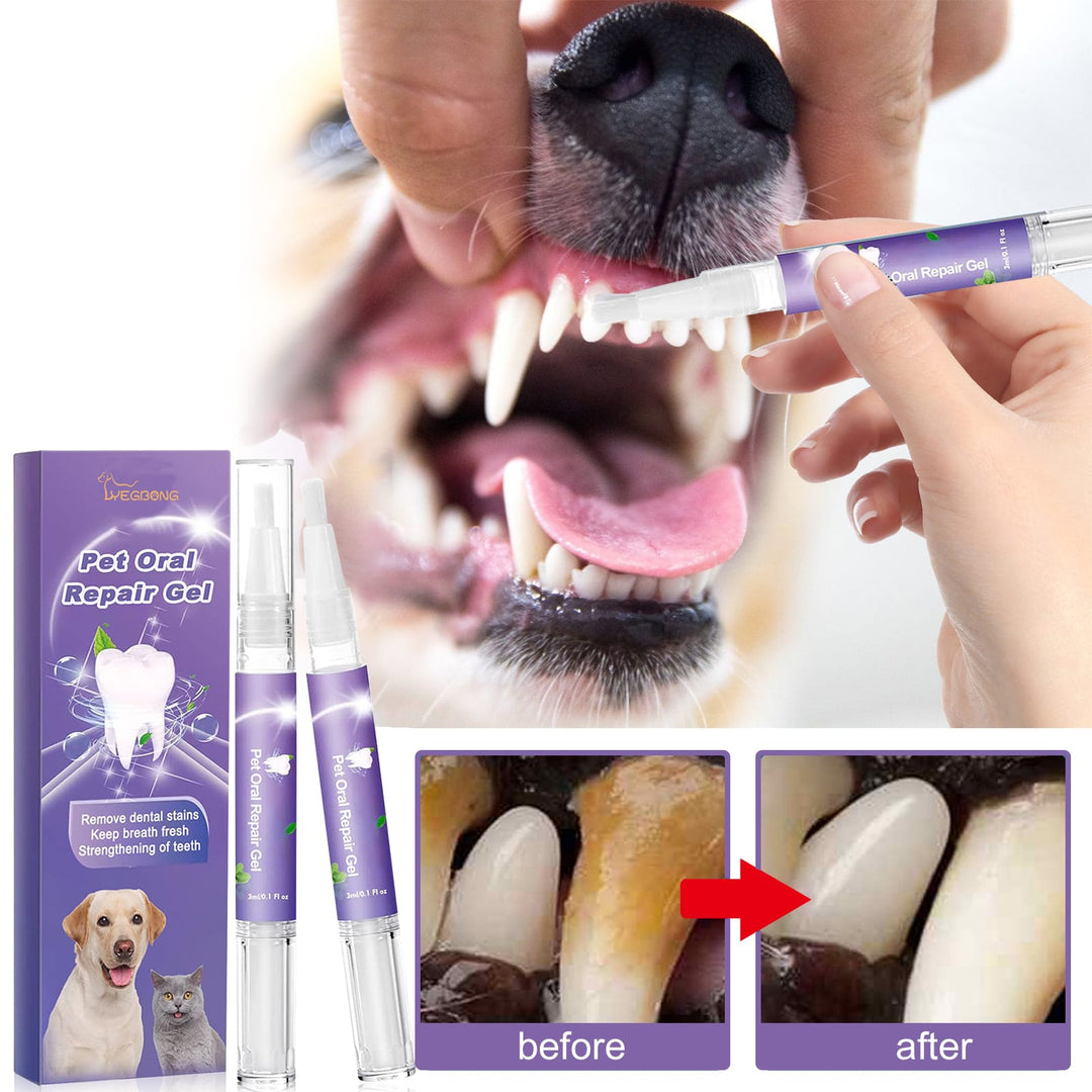 Pet Oral Repair Gel - 100% Natural Deep Cleansing Care For Dog, Cat Dental Stains Cleaner Pet Teeth Cleaning(Bulk 3 Sets)