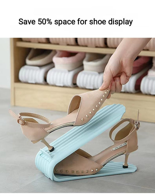 Rack Shoe Rack 2pcs Shoes Slot Space Storage Organizer, Shoe Home Slots Rack Footwear Holder Saving Double Shop, Stand Bracket Shoe Shelf