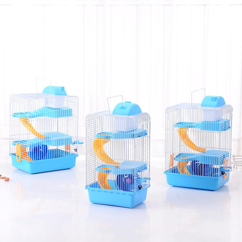 Three Storey Luxury Villa Cage Custom Fold, Hamster Cage Villa Cage for Small Pets Pet House Hamster Cage Guinea Pig Pet Cage Small Animals Kitchen Utensils Travel Heighten Pink Chinchilla.