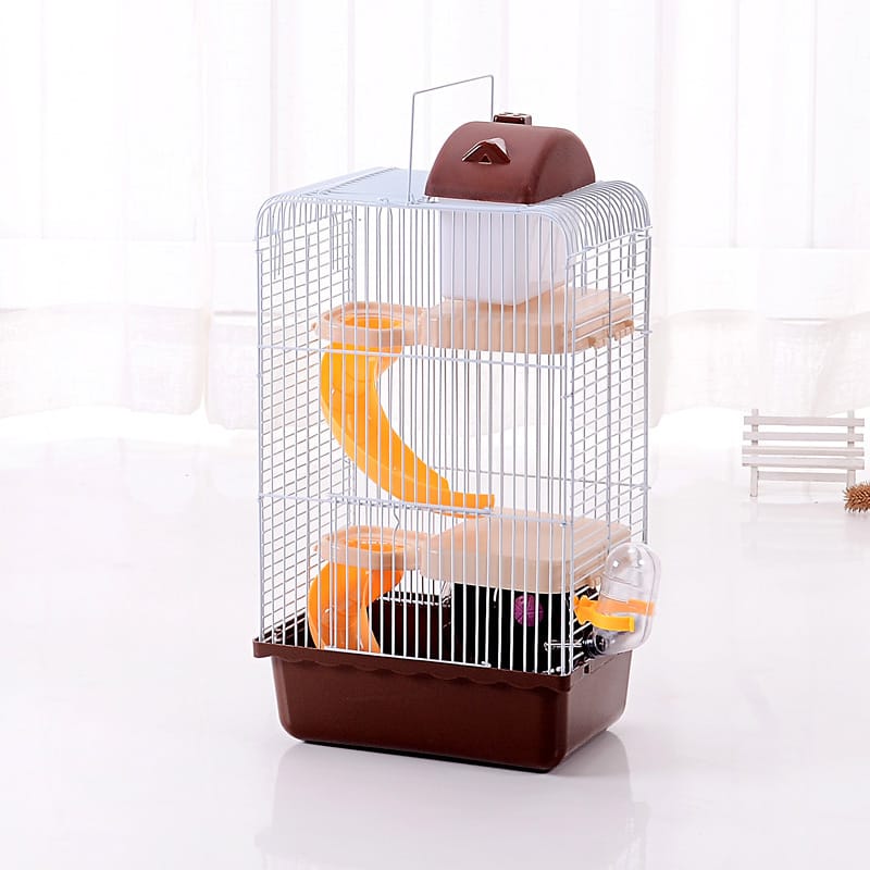 Three Storey Luxury Villa Cage Custom Fold, Hamster Cage Villa Cage for Small Pets Pet House Hamster Cage Guinea Pig Pet Cage Small Animals Kitchen Utensils Travel Heighten Pink Chinchilla.