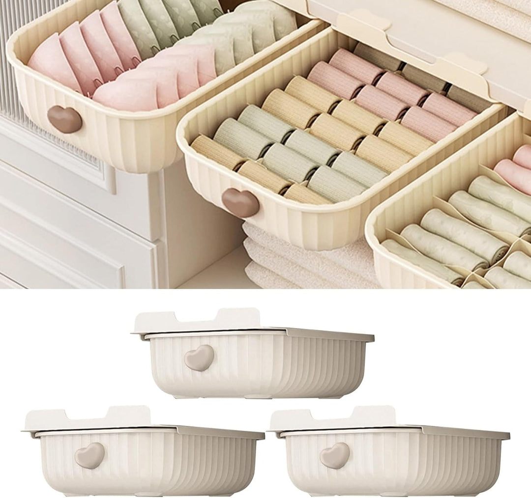 Wardrobe Bra Drawer Organizers 10 Cells, Underwear Organizer Closet Drawer Lingerie Storage Bins with Divider Foldable Cube Storage.