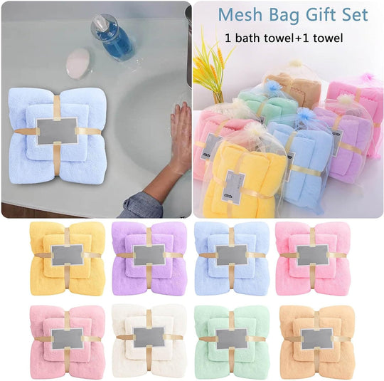 Coral Fleece Set Soft Bath Towel Towel Two-in-One Coral Velvet Absorbent Bath Towels for Adults Face Towel Bath Towel Set Comfortable Highly Absorbent Soft Bathroom Towels Set